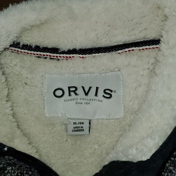 ORVIS Brighton Sherpa Quarter 1/4 ¼ Zip‎ Pullover Sweater Heathered Black XL - Picture 4 of 10